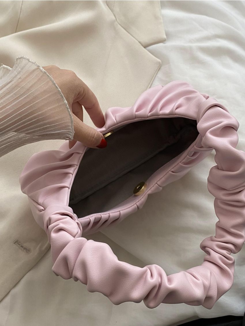 Minimalist Ruched Design Pink Shoulder Bag for Women