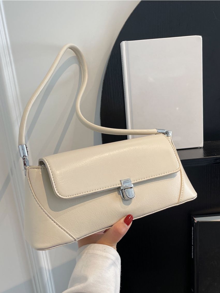 Medium Baguette Bag Beige Fashionable Flap For Work