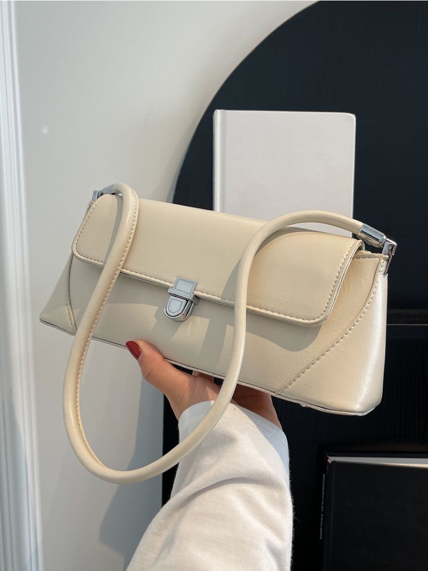 Medium Baguette Bag Beige Fashionable Flap For Work