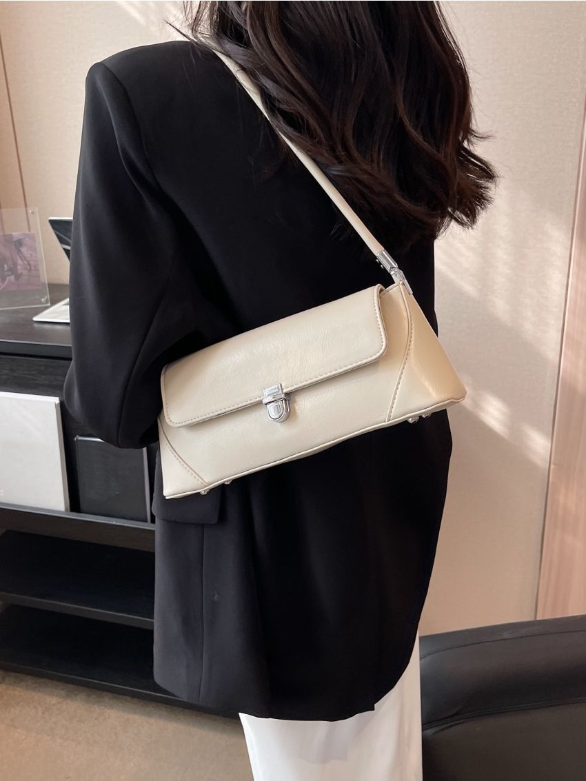 Medium Baguette Bag Beige Fashionable Flap For Work