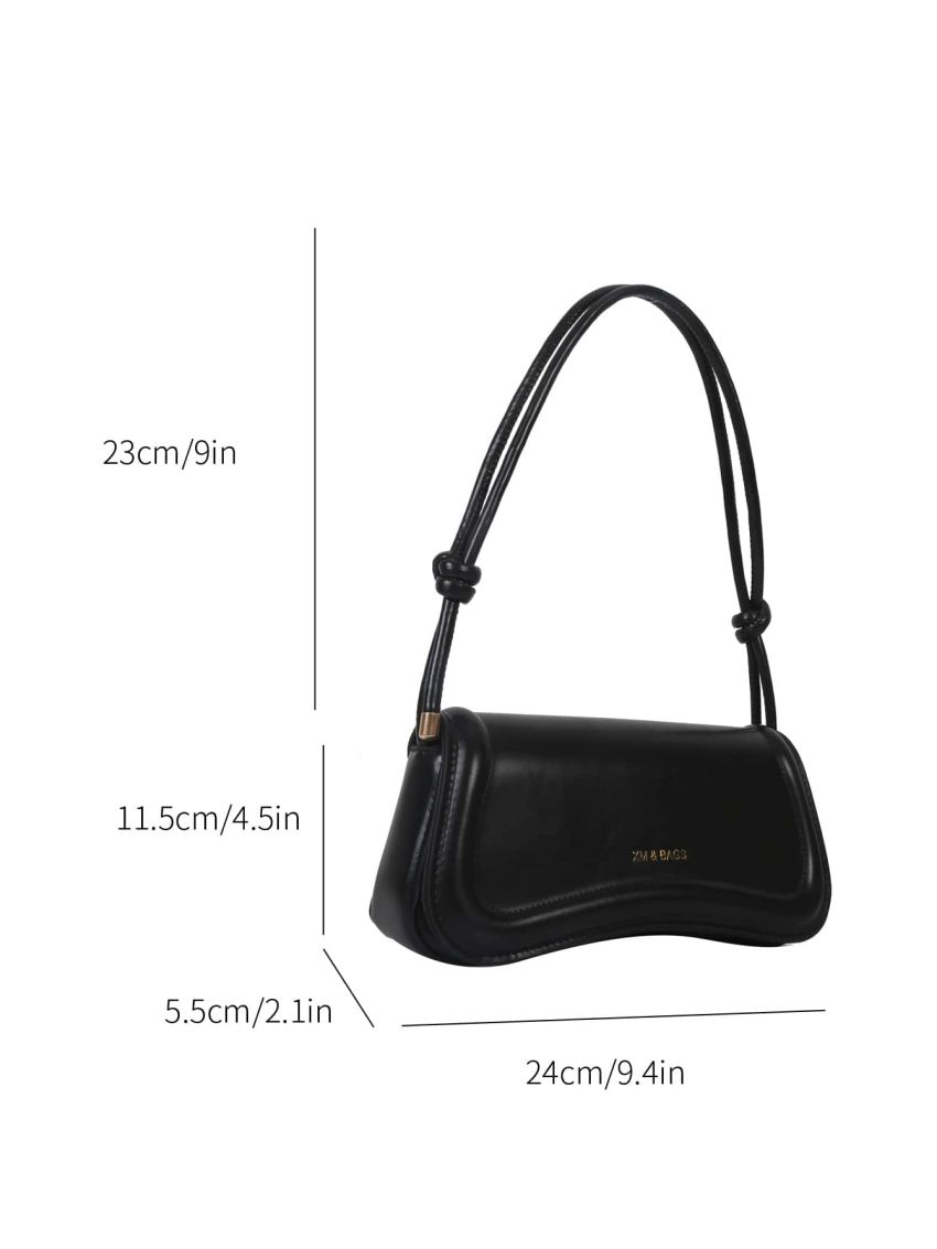 Small Square Bag Black Double Knot Strap Quilted Fashionable For Daily Work Outdoor