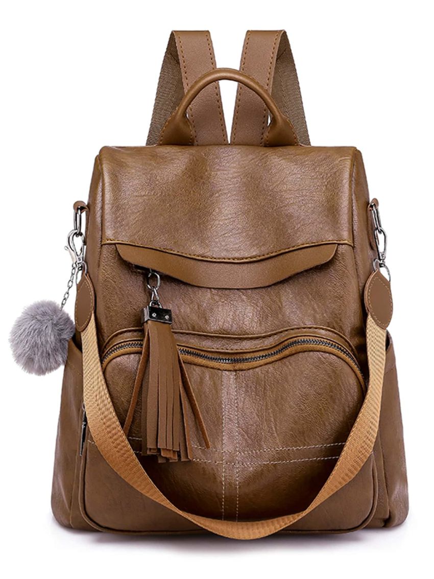Luxury Designer Fashion Tassel Women's Backpack High Quality PU Leather Ladies Bag Anti-theft Design