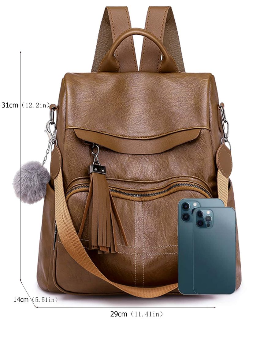 Luxury Designer Fashion Tassel Women's Backpack High Quality PU Leather Ladies Bag Anti-theft Design