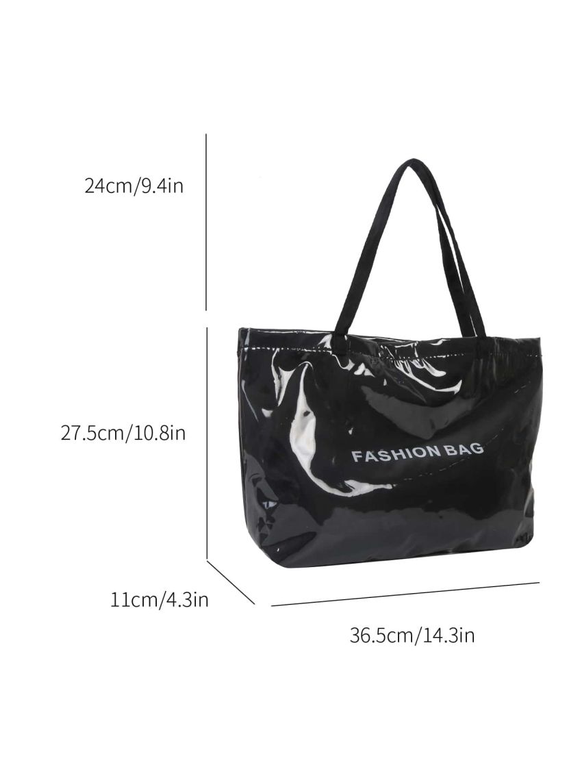 Letter Graphic Shoulder Tote Bag Fashion Magnetic Buckle PU