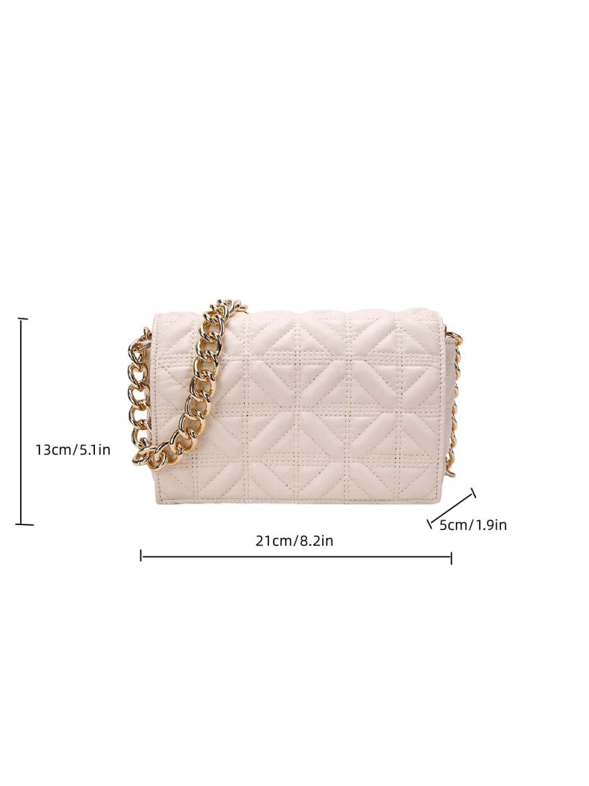 Small Square Bag Fashionable Quilted Detail Flap Chain PU For Daily Life