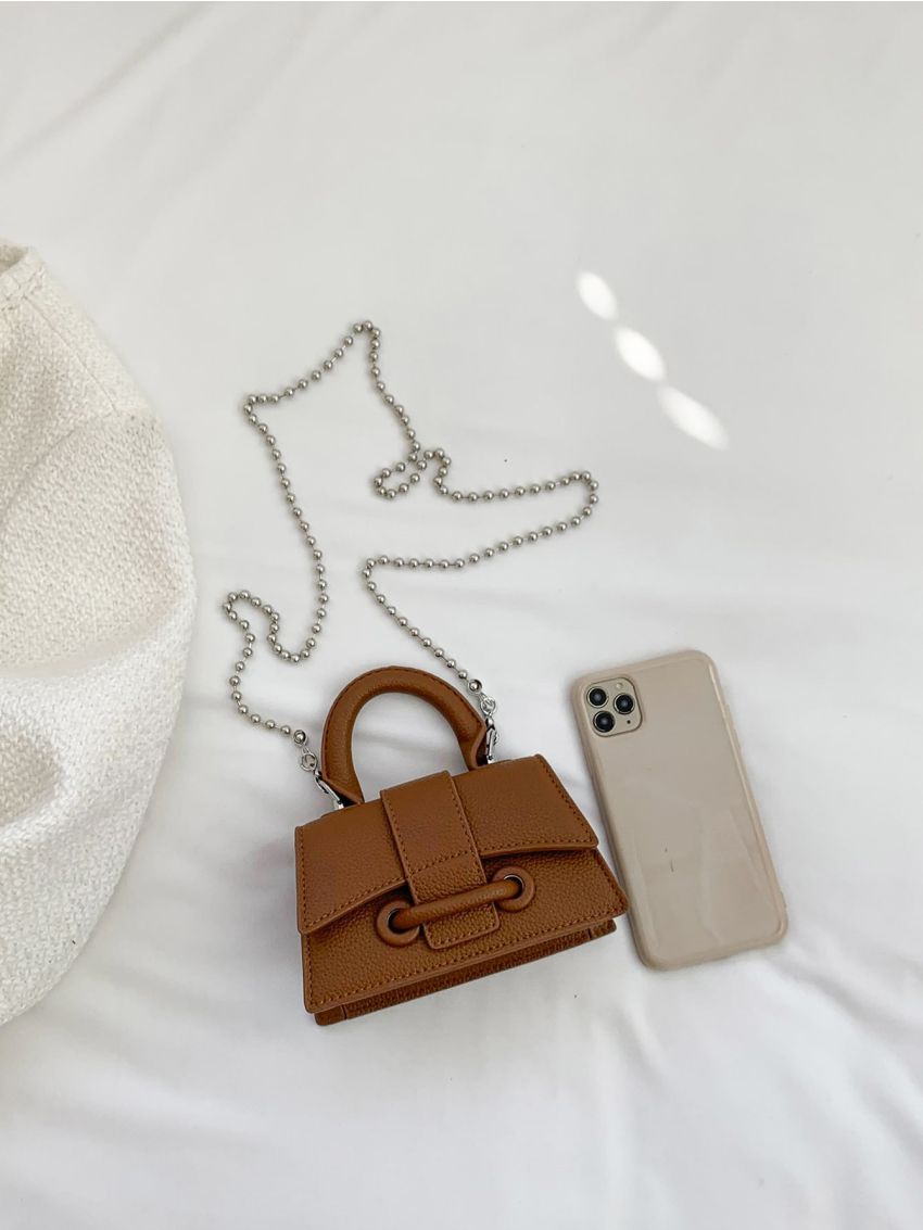 Mini Square Bag Litchi Embossed Flap Chain PU Elegant For Daily Life