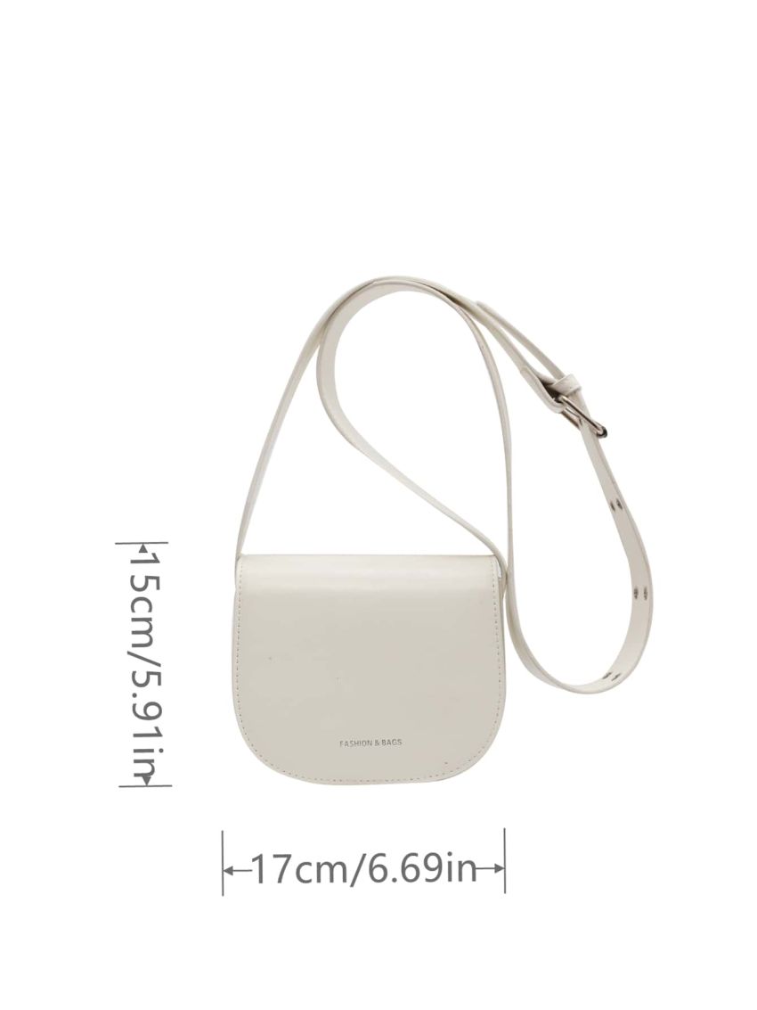 Letter Graphic Saddle Bag Mini Adjustable Wide Strap White