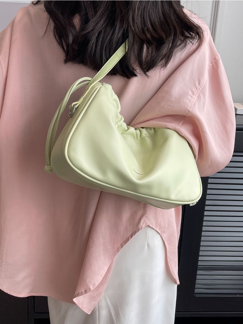 Medium Hobo Bag Letter Graphic Drawstring Design