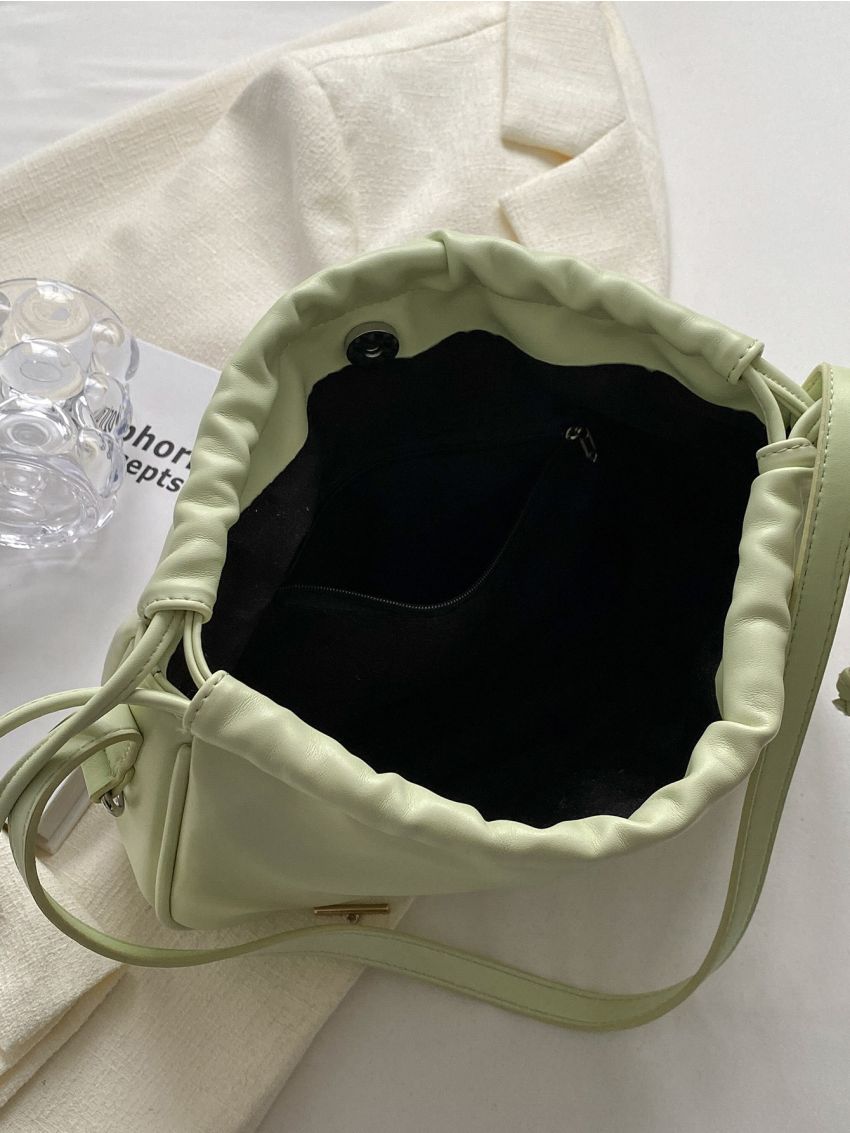 Medium Hobo Bag Letter Graphic Drawstring Design