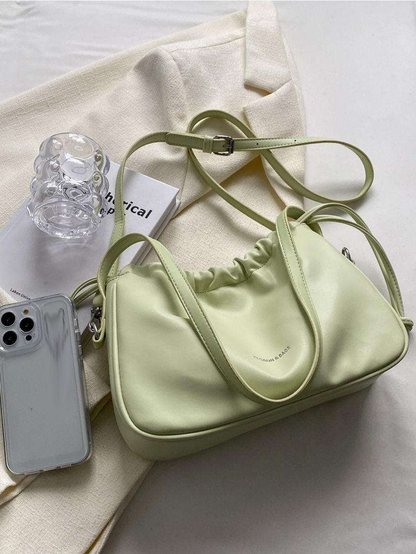 Medium Hobo Bag Letter Graphic Drawstring Design