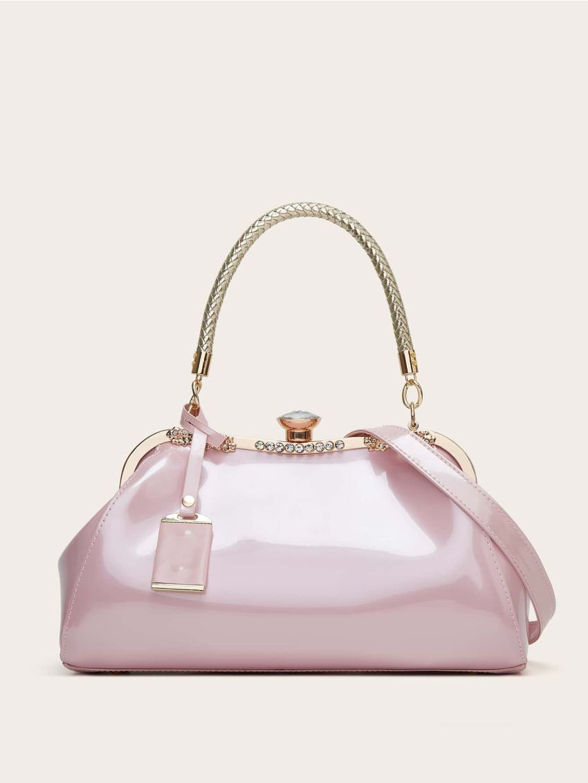 Medium Satchel Rhinestone Decor With Bag Charm