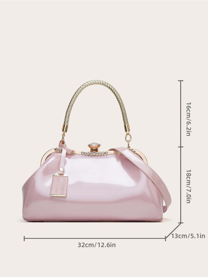 Medium Satchel Rhinestone Decor With Bag Charm