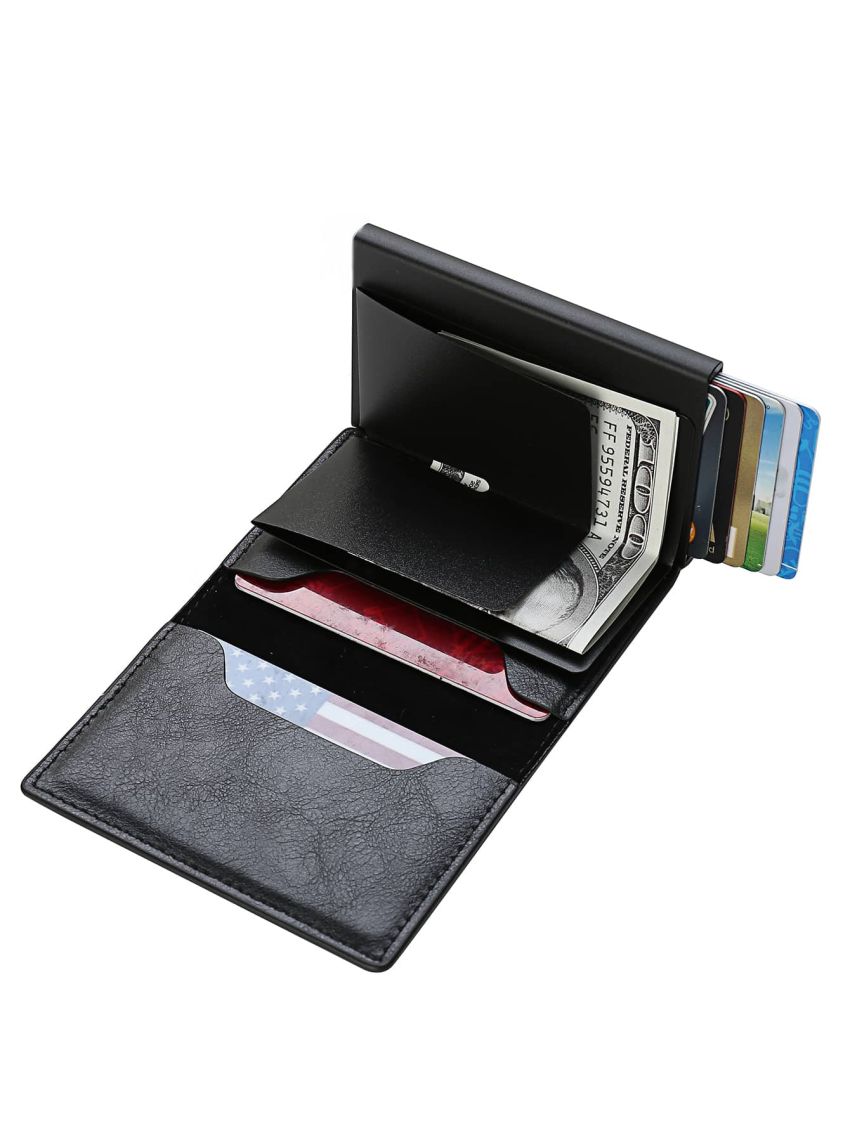 Carbon Fiber Card Holder Wallet Men Brand RFID Black Magic Tri-fold Slim Mini Wallet Small Money Bag Male Purse