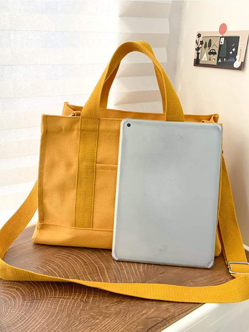 Letter Patch Decor Square Bag Shopper Bag