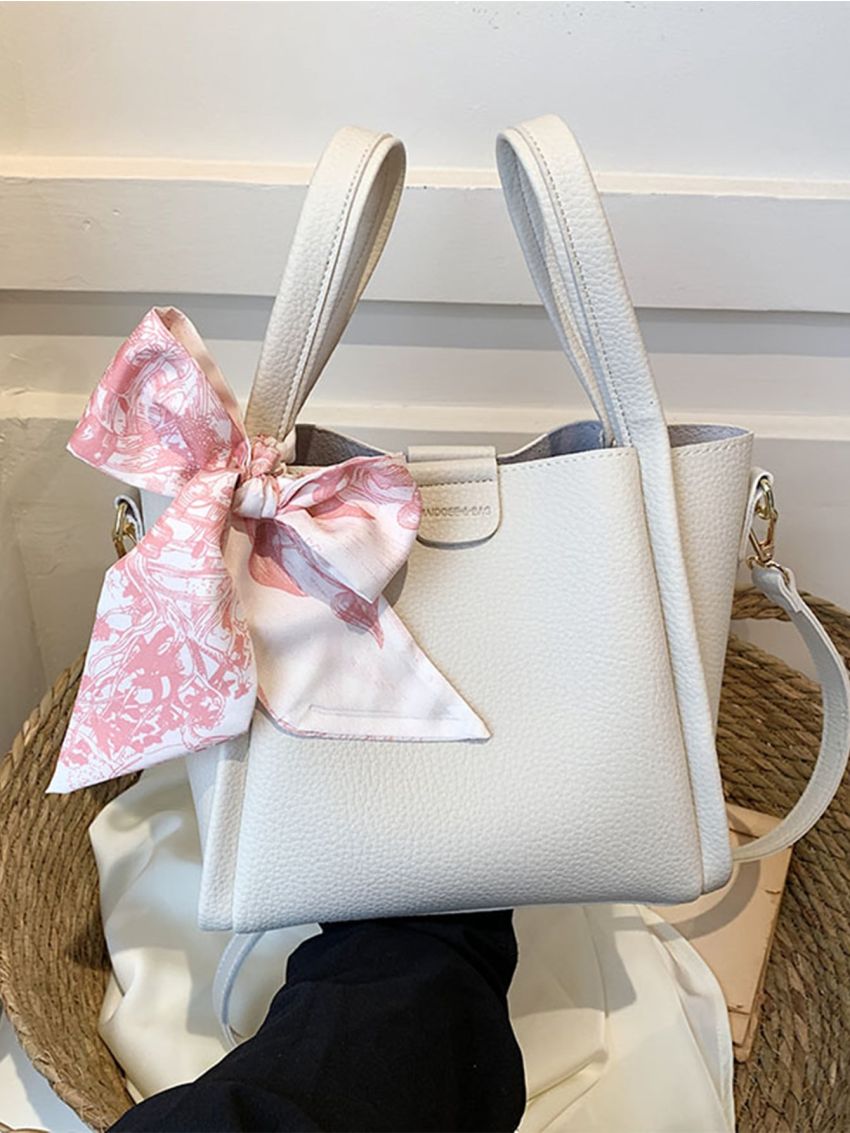 Twilly Scarf Decor Bucket Bag Double Handle