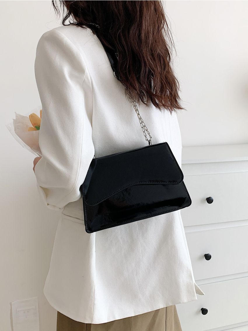 Minimalist Black Square Bag Chain Strap