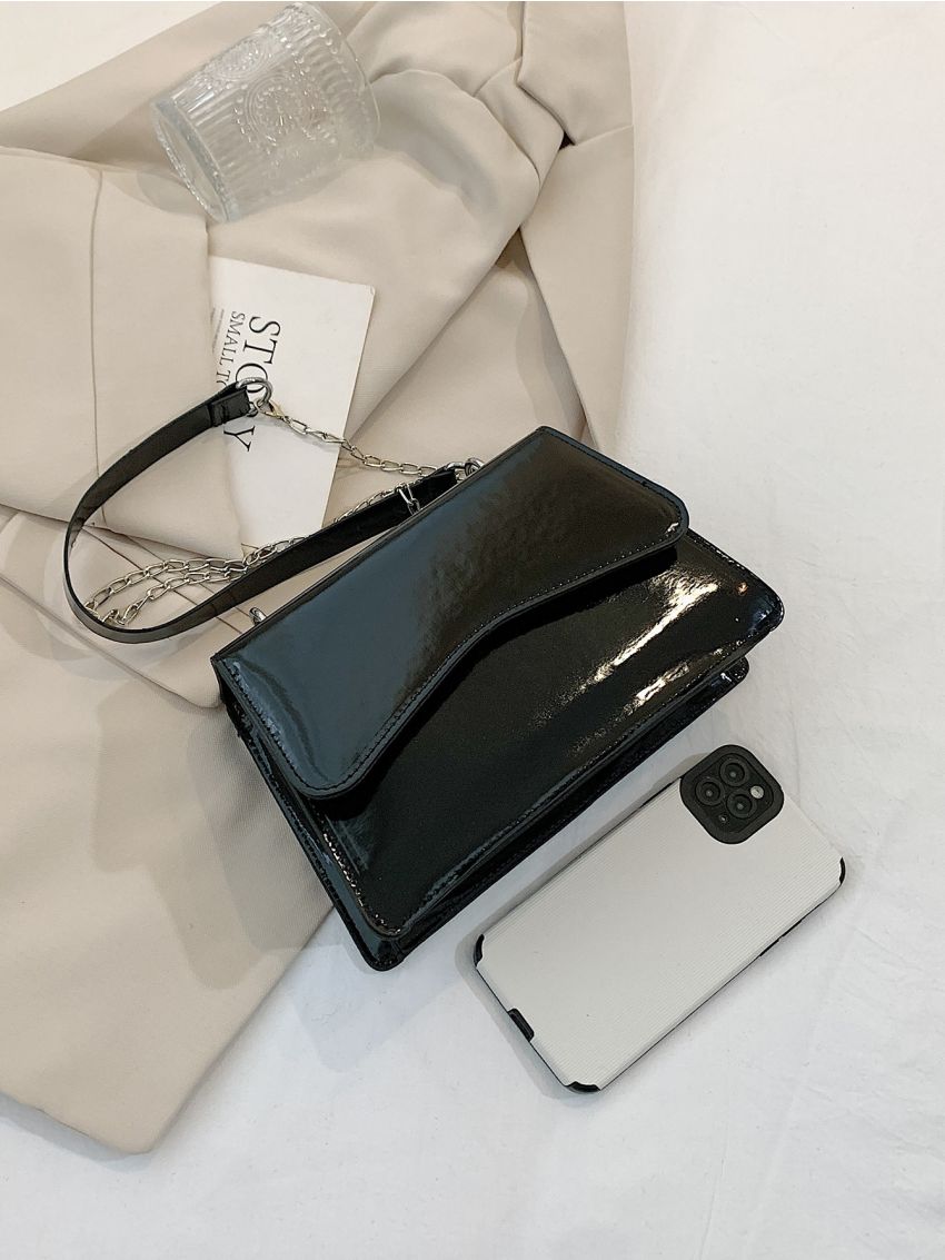 Small Flap Square Bag Minimalist Black