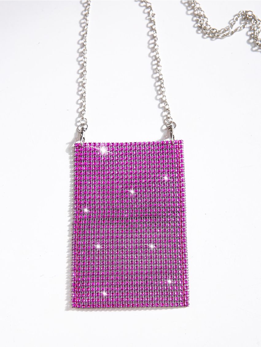 Rhinestone Decor Square Bag Chain Strap for Party