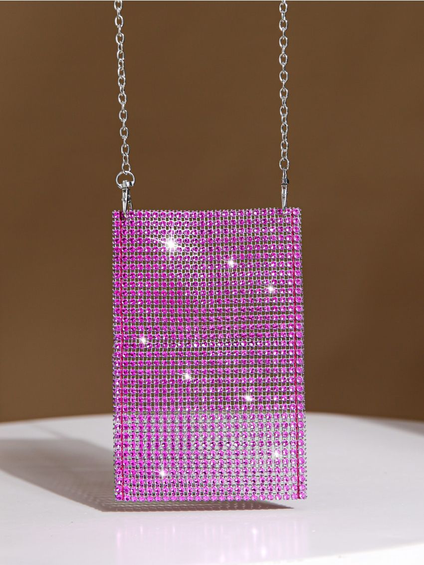 Rhinestone Decor Square Bag Chain Strap for Party