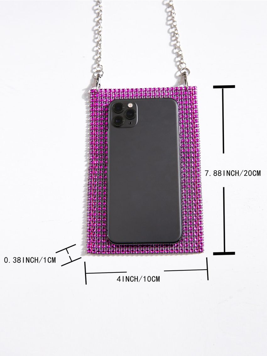 Rhinestone Decor Square Bag Chain Strap for Party