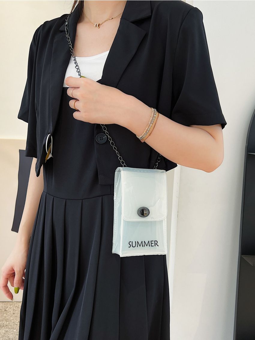 Letter Print Phone Wallet Chain Strap