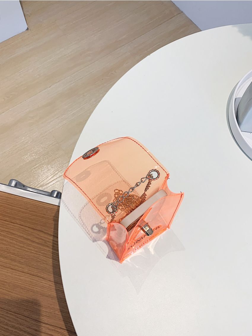 Mini Square Bag Letter Pattern Chain Strap Turn Lock For Summer