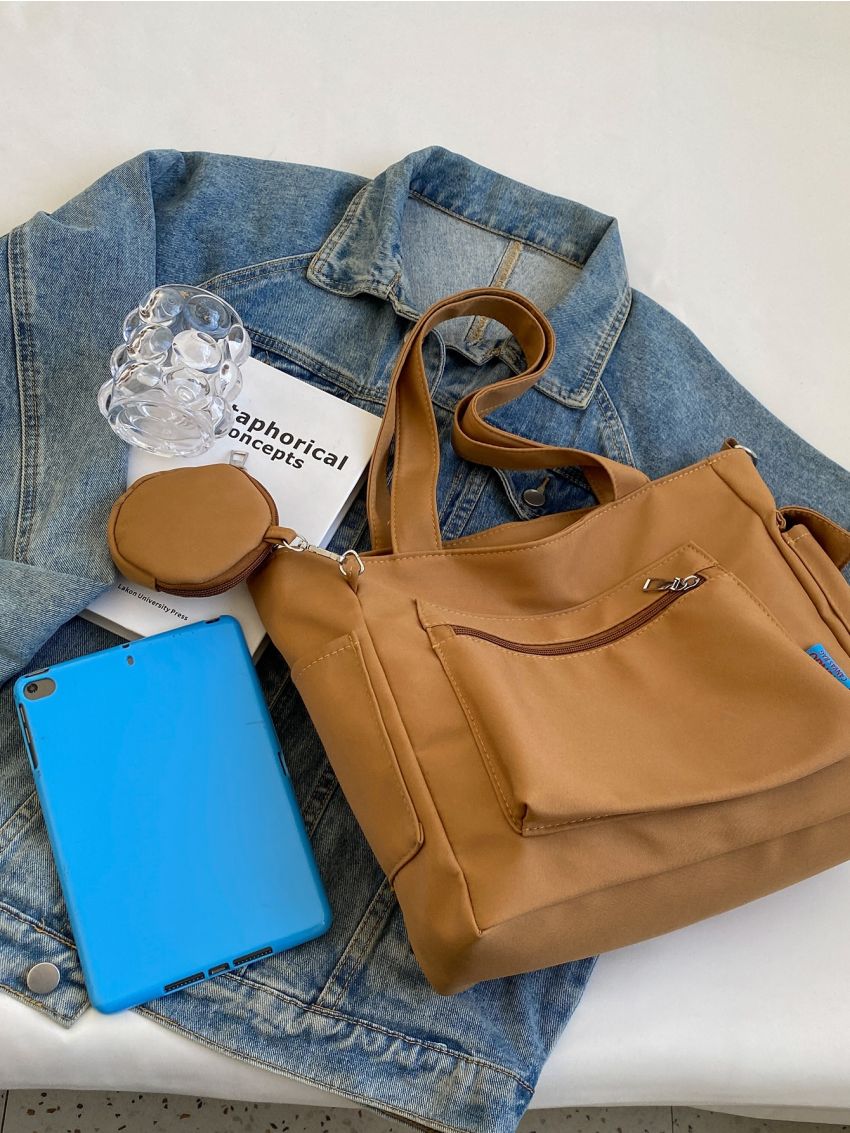 Minimalist Shopper Bag Nylon Small With Coin Purse For Shopping