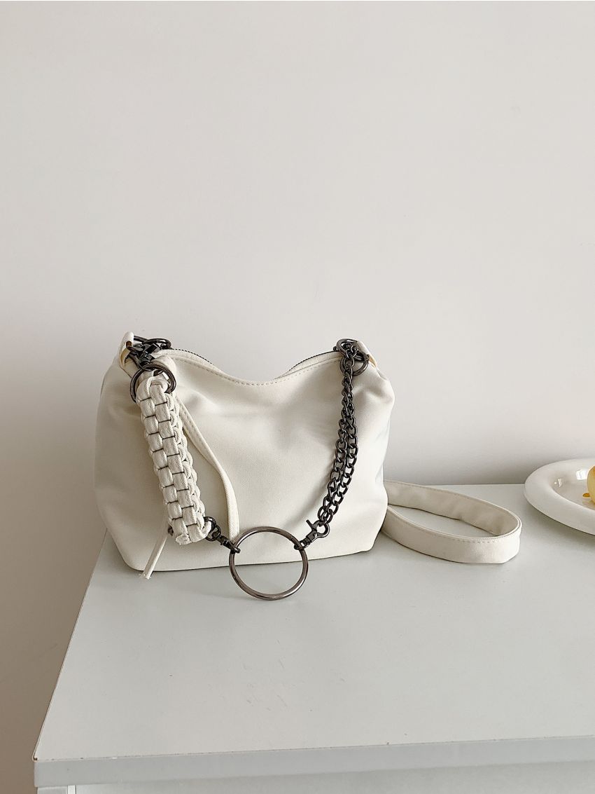 Chain Decor Satchel Bag Polyester For Daily Life