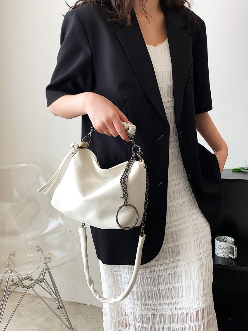 Chain Decor Satchel Bag Polyester For Daily Life