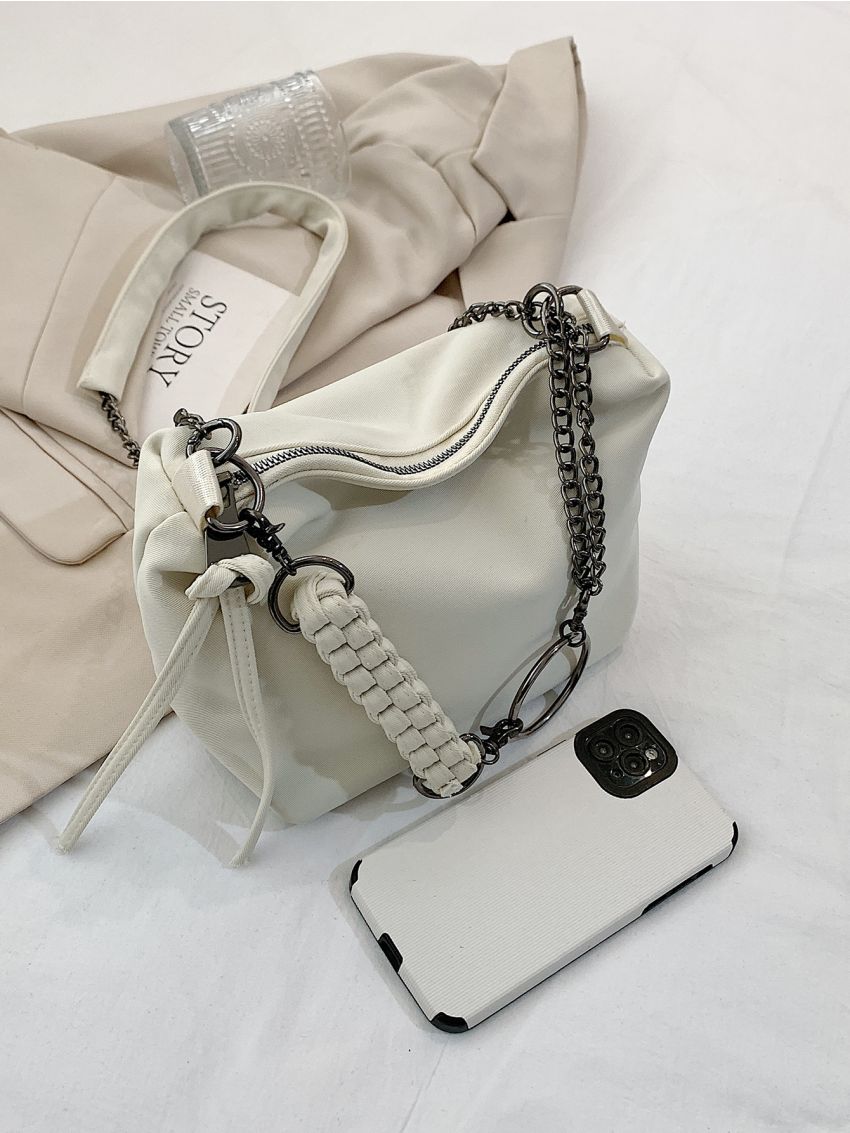 Chain Decor Satchel Bag Polyester For Daily Life