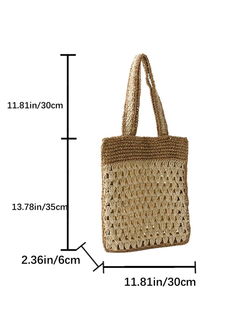 Two Tone Straw Bag Medium Vacation