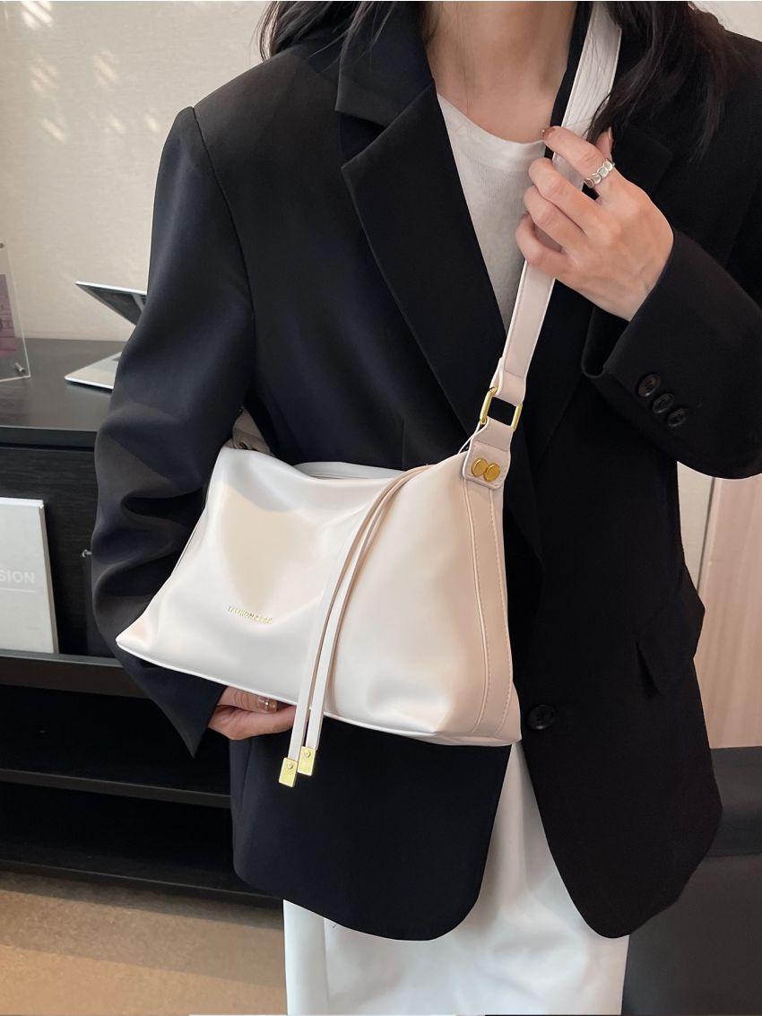 Medium Hobo Bag Letter Graphic PU