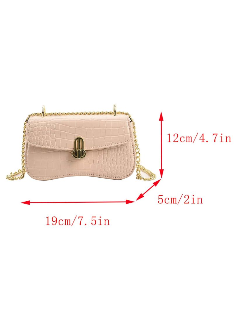 Mini Flap Crossbody Bag Geometric Embossed PU