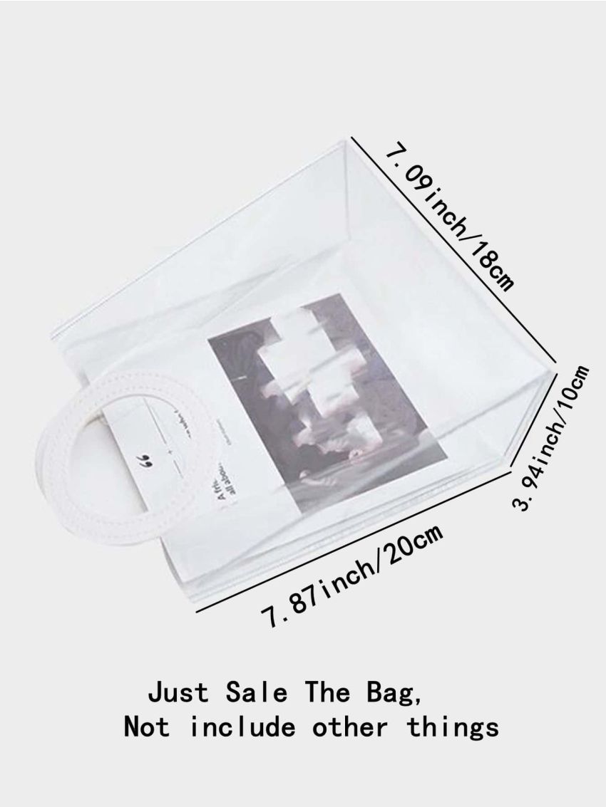 1pc Plastic Gift Bag, Modern Clear Bow Decor Gift Bag For Home