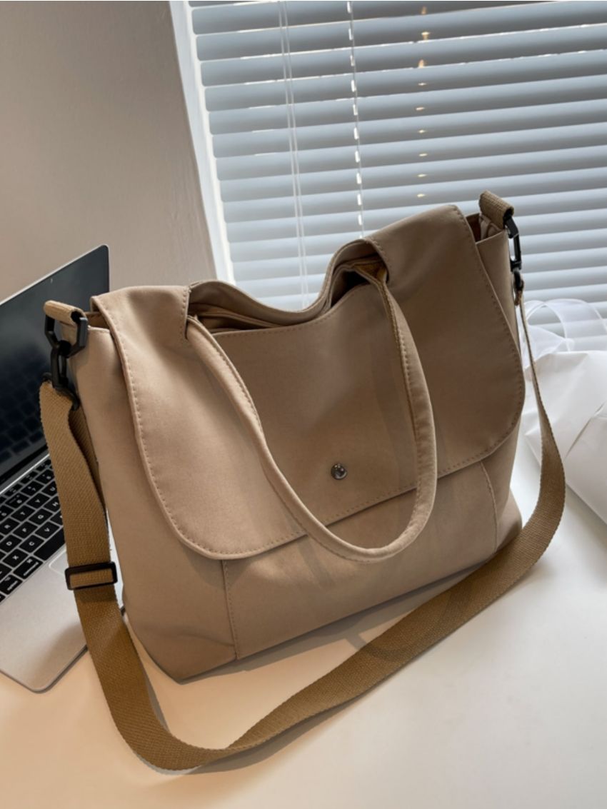 Minimalist Messenger Bag Large Capacity Flap Khaki