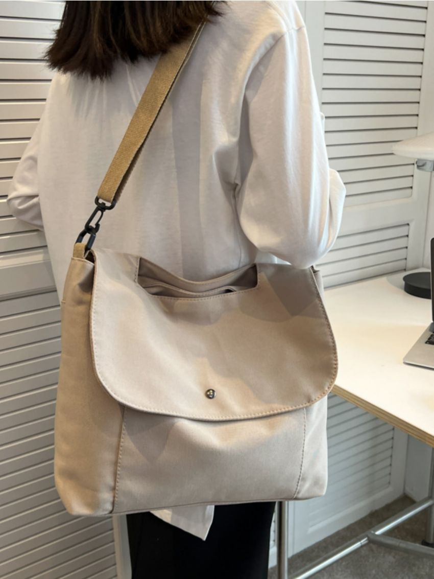 Minimalist Messenger Bag Large Capacity Flap Khaki