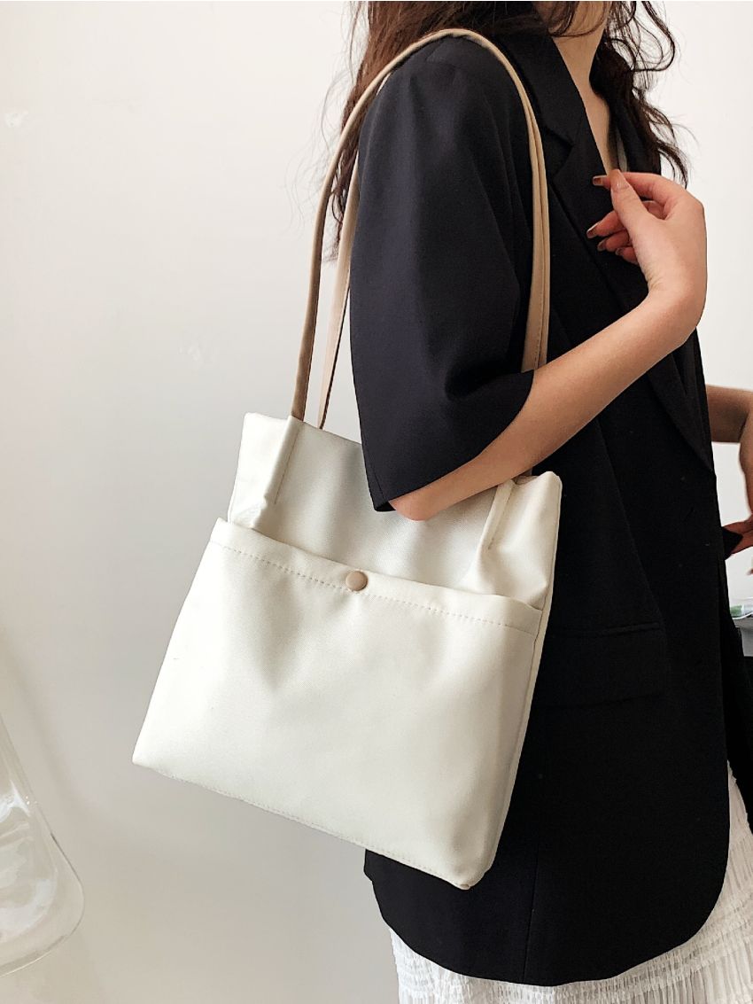 Medium Square Bag Beige Pocket Front For Daily