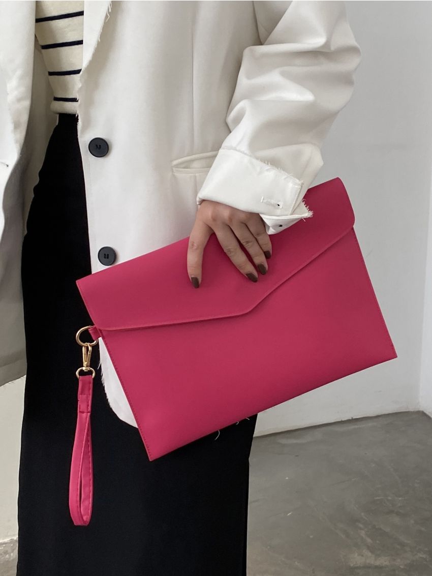 White Envelope Bag Minimalist With Wristlet For Daily