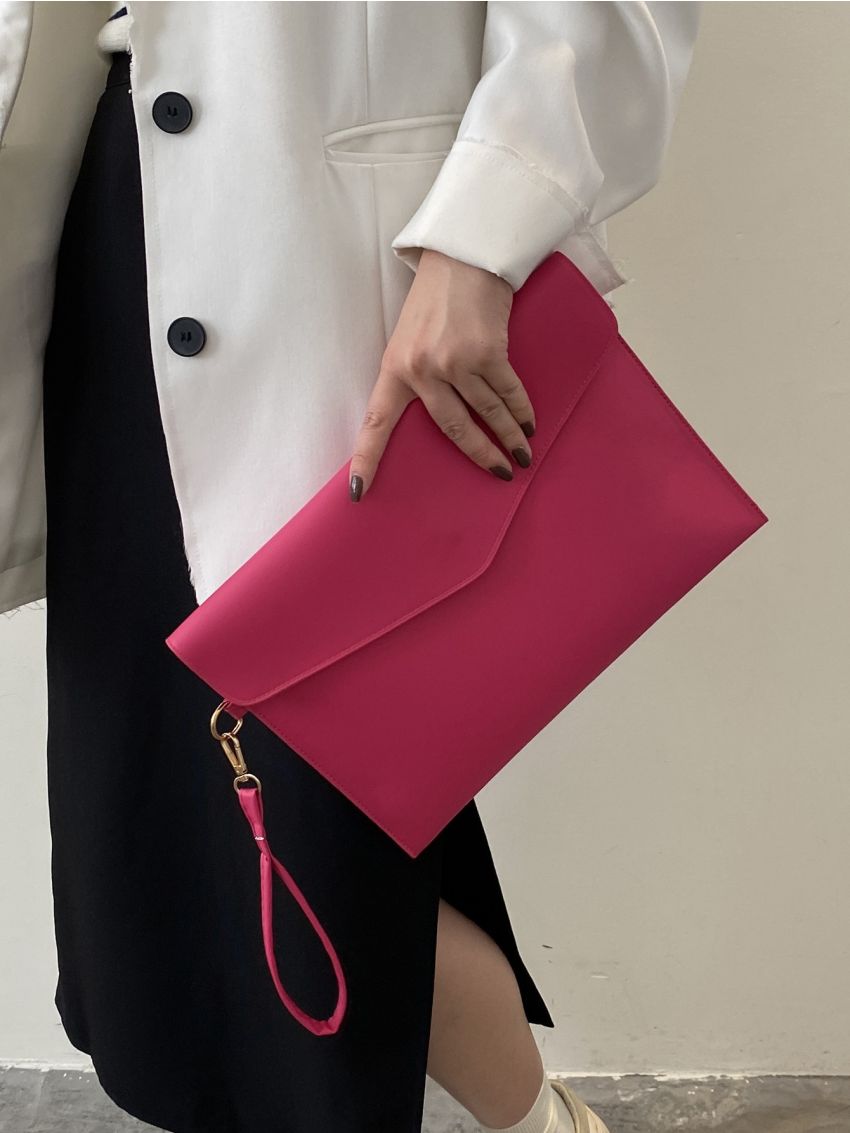 White Envelope Bag Minimalist With Wristlet For Daily