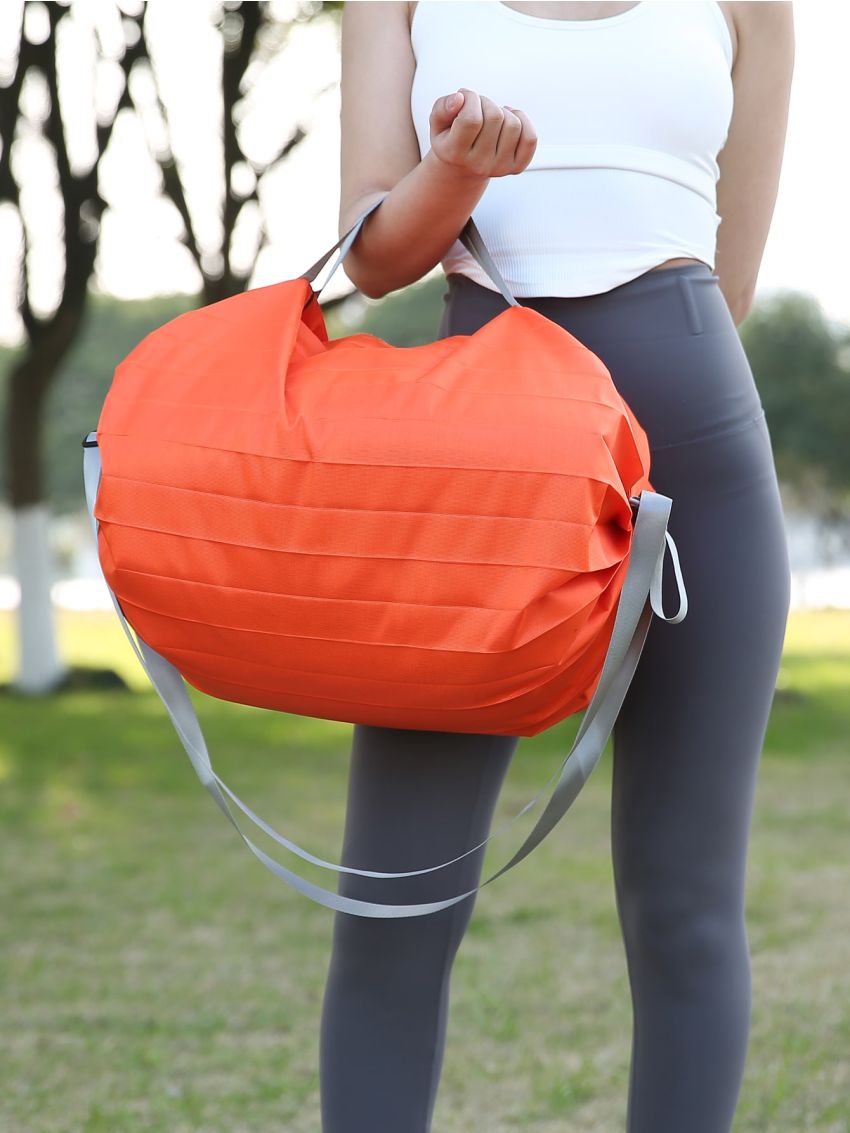 Orange Shoulder Tote Bag Large Capacity Foldable For Travel