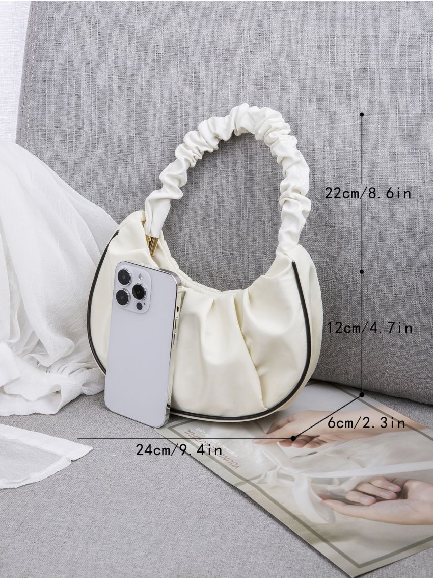 Contrast Piping Ruched Bag PU For Daily Life