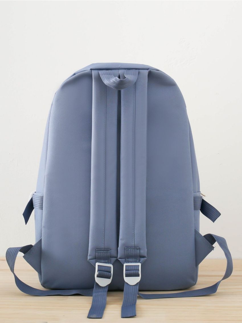 4pcs Bag Set Classic Backpack Shoulder Clutch Bucket Bag Bear Decor With Bag Charm Preppy For School