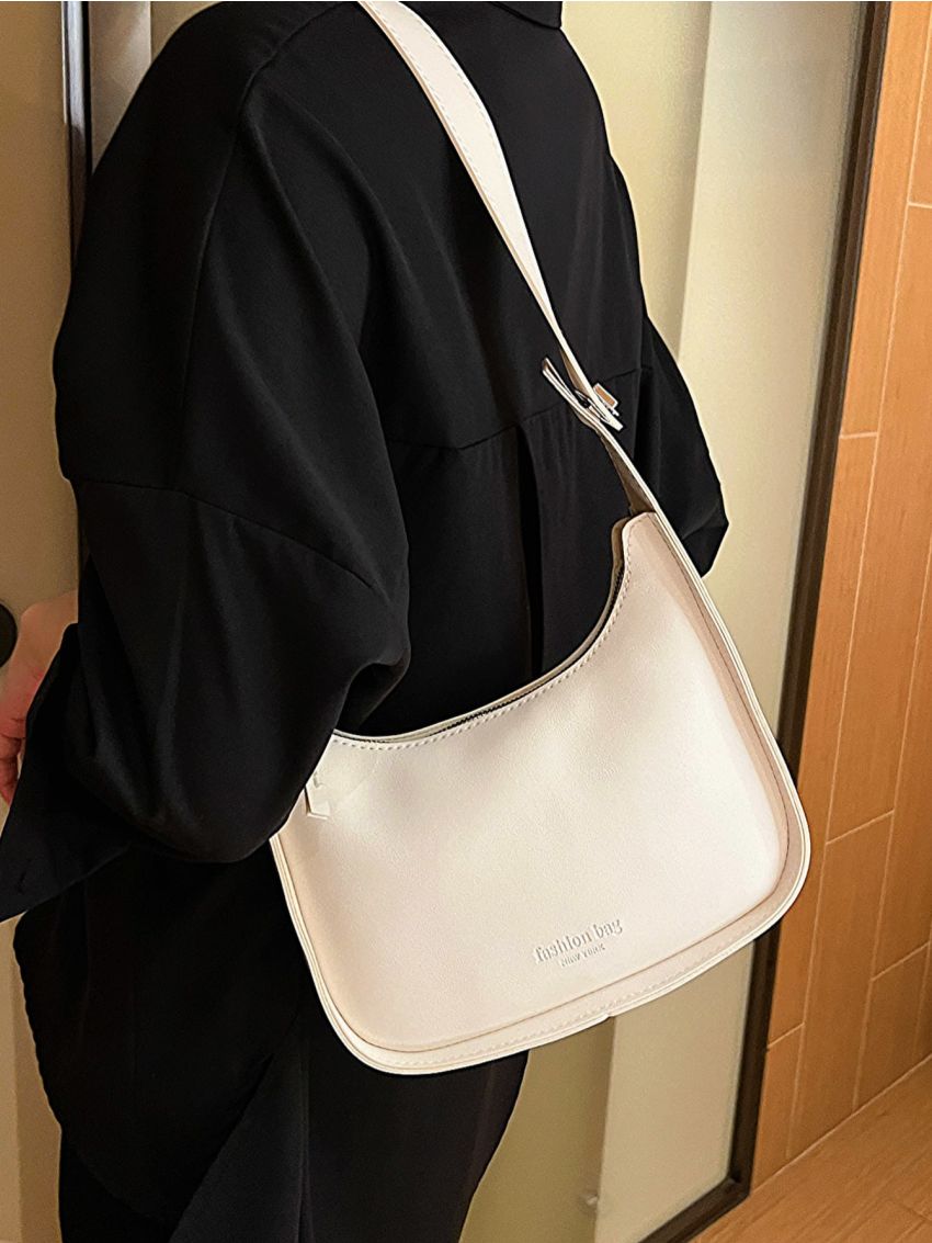 Small Hobo Bag Minimalist Letter Embossed