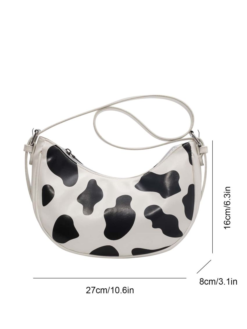 Cow Pattern Hobo Bag PU For Daily Life