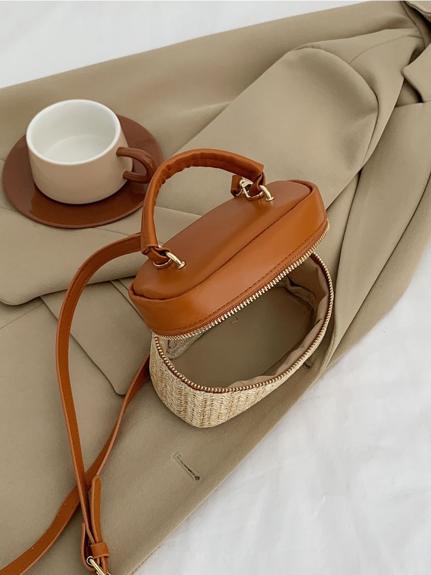 Mini Straw Bag Zip Front Vacation