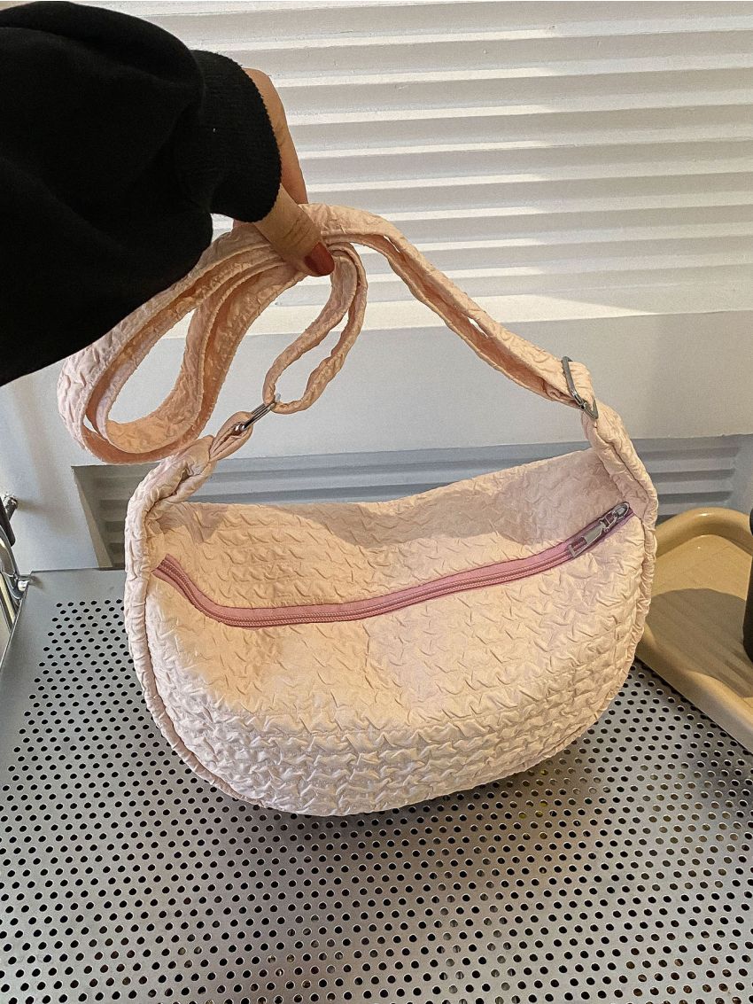 Single Shoulder Bag Fashion Leisure Bag Crossbody Bag Women's Bag Solid Pleated Underarm Bag