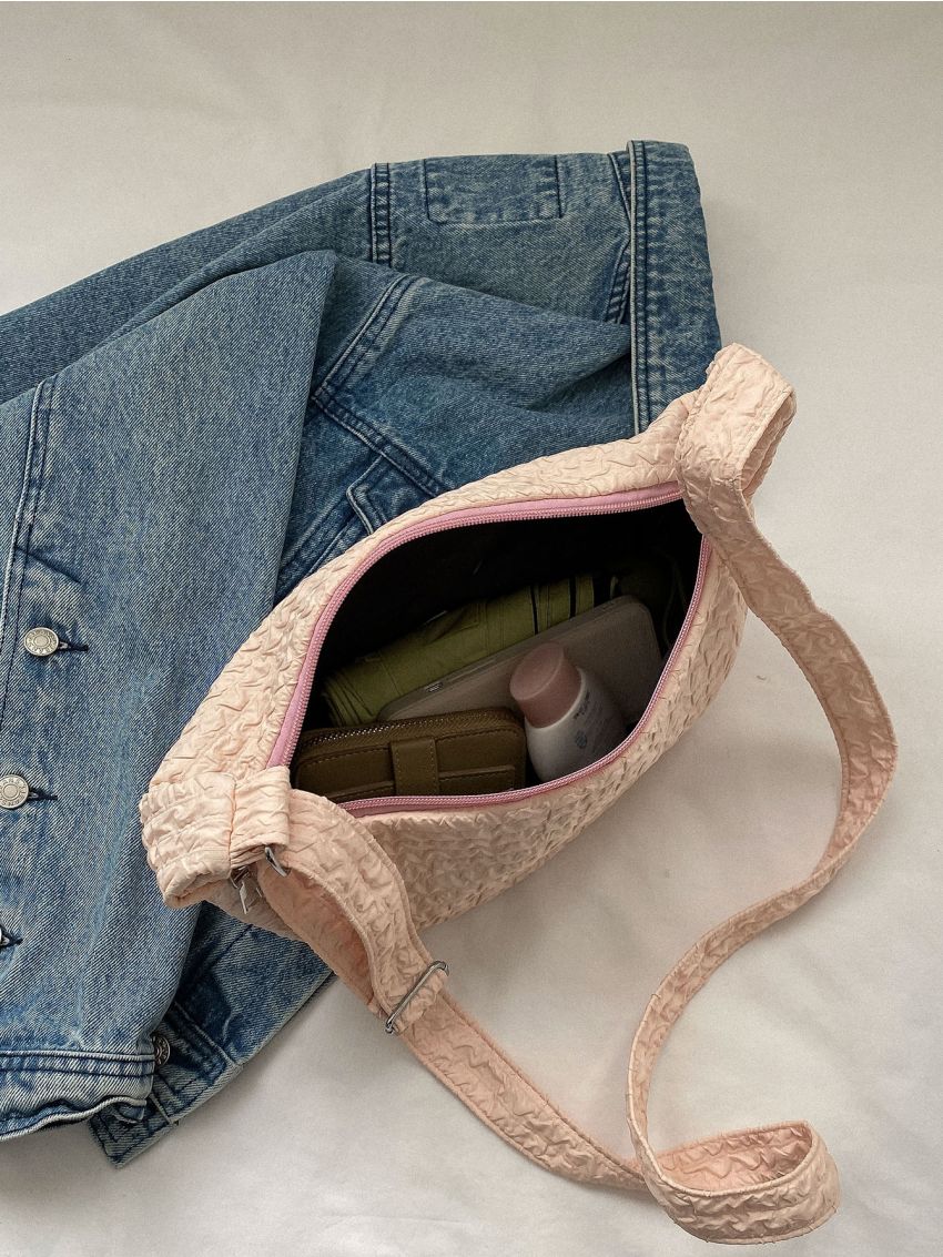 Single Shoulder Bag Fashion Leisure Bag Crossbody Bag Women's Bag Solid Pleated Underarm Bag