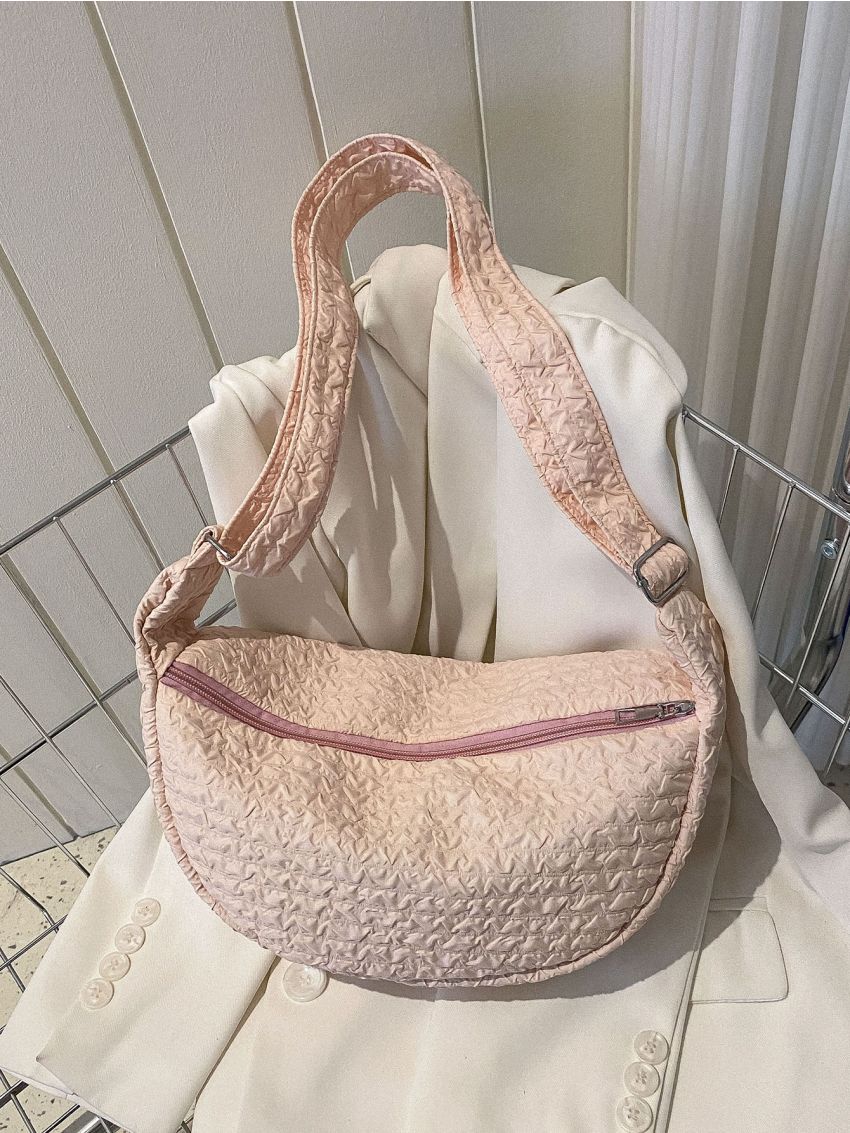 Single Shoulder Bag Fashion Leisure Bag Crossbody Bag Women's Bag Solid Pleated Underarm Bag