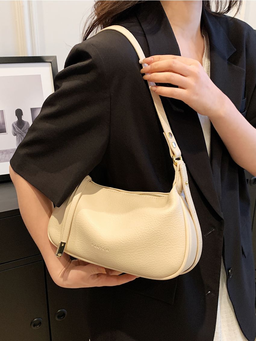 Litchi Embossed Hobo Bag PU For Daily Life