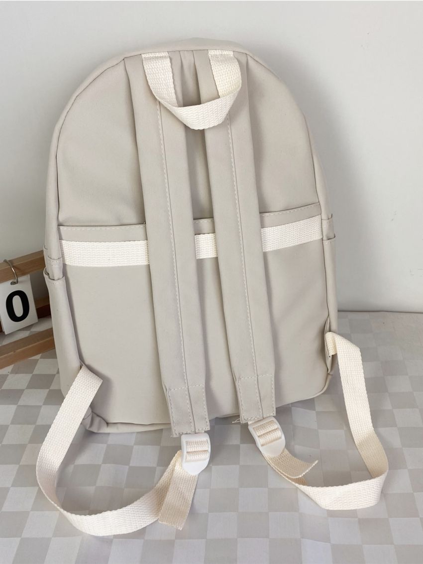 Medium Classic Backpack Letter Patch Decor